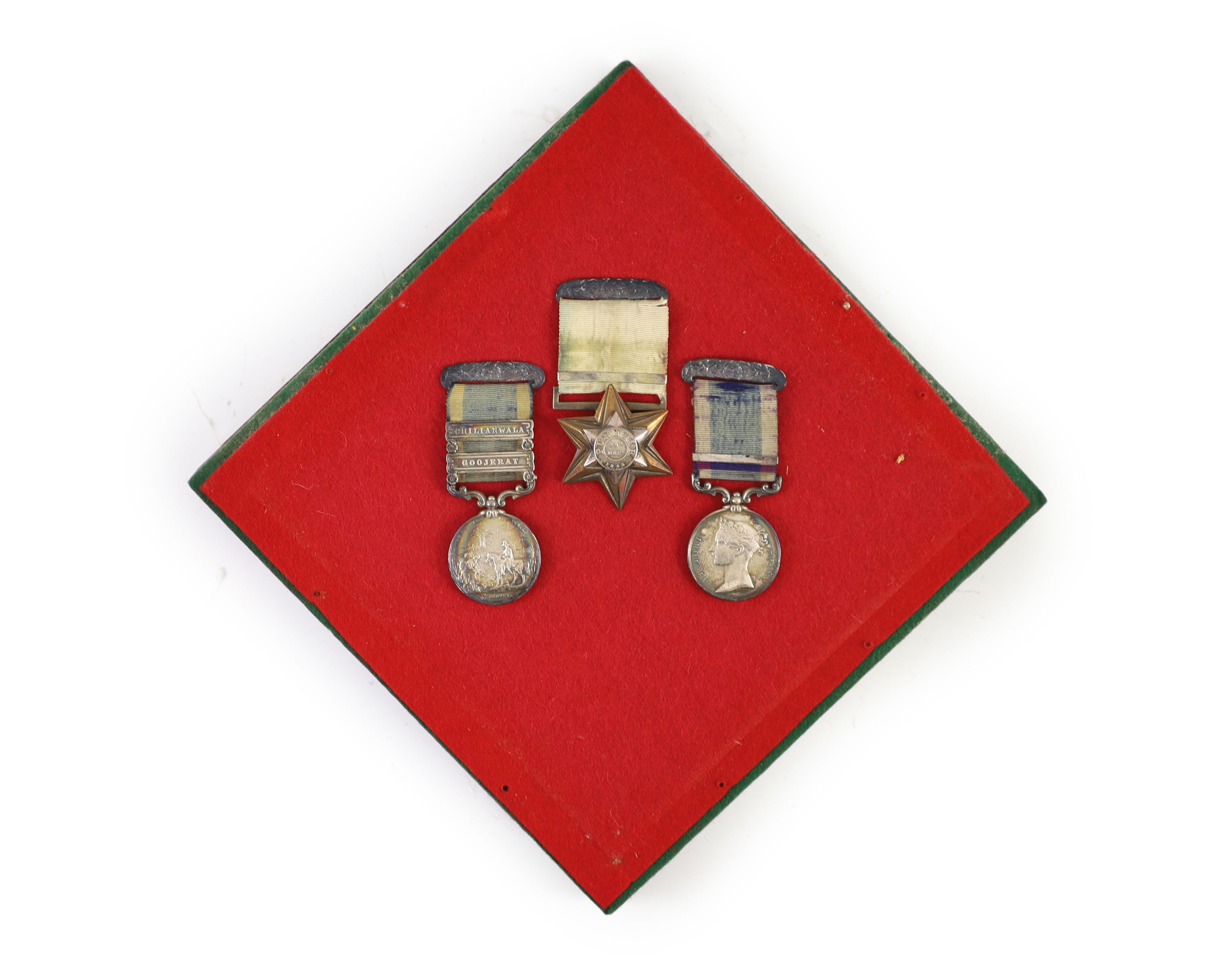 A Victorian Punjab Campaign medal group of three awarded to Corporal John Collett, Queen's Royal Lancers